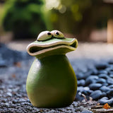 Maxbell Maxbell Flat Mouth Frog Statue Resin Ornament Cute Hand Painted for Home Office Decor Size S