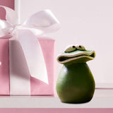 Maxbell Maxbell Flat Mouth Frog Statue Resin Ornament Cute Hand Painted for Home Office Decor Size S