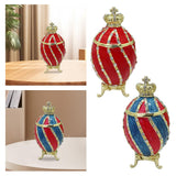 Easter Egg Trinket Box Rings Holder Wedding Charms Enamel Hinged Jewelry Box Red