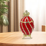 Easter Egg Trinket Box Rings Holder Wedding Charms Enamel Hinged Jewelry Box Red