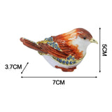 Enamel Hinged Jewelry Box Rings Holder Collectible Figurine Bird Trinket Box Light Brown