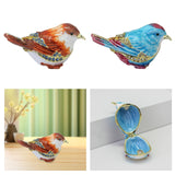 Enamel Hinged Jewelry Box Rings Holder Collectible Figurine Bird Trinket Box Light Brown