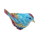 Enamel Hinged Jewelry Box Rings Holder Collectible Figurine Bird Trinket Box Light Brown