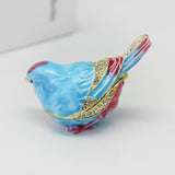 Enamel Hinged Jewelry Box Rings Holder Collectible Figurine Bird Trinket Box Light Brown