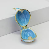 Enamel Hinged Jewelry Box Rings Holder Collectible Figurine Bird Trinket Box Light Brown