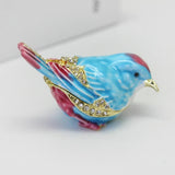 Enamel Hinged Jewelry Box Rings Holder Collectible Figurine Bird Trinket Box Light Brown