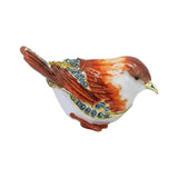 Enamel Hinged Jewelry Box Rings Holder Collectible Figurine Bird Trinket Box Light Brown