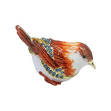Enamel Hinged Jewelry Box Rings Holder Collectible Figurine Bird Trinket Box Light Brown