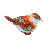Enamel Hinged Jewelry Box Rings Holder Collectible Figurine Bird Trinket Box Light Brown