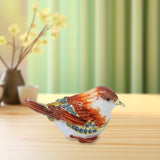 Enamel Hinged Jewelry Box Rings Holder Collectible Figurine Bird Trinket Box Light Brown