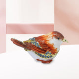 Enamel Hinged Jewelry Box Rings Holder Collectible Figurine Bird Trinket Box Light Brown