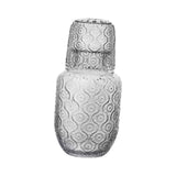 Maxbell Bedside Water Carafe and Glass Set Carved Pattern for Home Decoration Sturdy