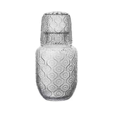 Maxbell Bedside Water Carafe and Glass Set Carved Pattern for Home Decoration Sturdy