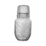 Maxbell Bedside Water Carafe and Glass Set Carved Pattern for Home Decoration Sturdy