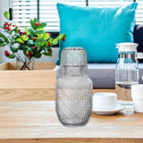 Maxbell Bedside Water Carafe and Glass Set Carved Pattern for Home Decoration Sturdy