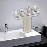 Maxbell Maxbell Floating Shelf Wall Mounted Toilet Shelf Easy Clean Kitchen Removable Holder White 60cm