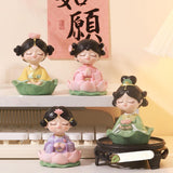 Maxbell Maxbell Girl Statue Resin Buddhist Girl Figurine for Cake Decoration Shelf Household Green