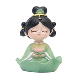 Maxbell Maxbell Girl Statue Resin Buddhist Girl Figurine for Cake Decoration Shelf Household Green