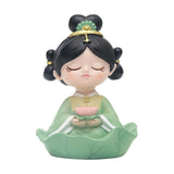 Maxbell Maxbell Girl Statue Resin Buddhist Girl Figurine for Cake Decoration Shelf Household Green