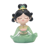 Maxbell Maxbell Girl Statue Resin Buddhist Girl Figurine for Cake Decoration Shelf Household Green