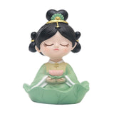 Maxbell Maxbell Girl Statue Resin Buddhist Girl Figurine for Cake Decoration Shelf Household Green