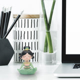 Maxbell Maxbell Girl Statue Resin Buddhist Girl Figurine for Cake Decoration Shelf Household Green