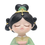 Maxbell Maxbell Girl Statue Resin Buddhist Girl Figurine for Cake Decoration Shelf Household Green