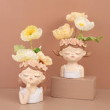 Maxbell Maxbell Head Planter Decorative Ornament Resin Flower Pot for Office Home Decor Style C