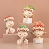 Maxbell Maxbell Head Planter Decorative Ornament Resin Flower Pot for Office Home Decor Style C