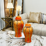 Maxbell Maxbell Ceramic Vase Ornament Porcelain Ginger Jar for Housewarming Entrance Wedding 18cmx18cmx36cm