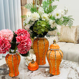 Maxbell Maxbell Ceramic Vase Ornament Porcelain Ginger Jar for Housewarming Entrance Wedding 18cmx18cmx36cm