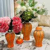 Maxbell Maxbell Ceramic Vase Ornament Porcelain Ginger Jar for Housewarming Entrance Wedding 18cmx18cmx36cm
