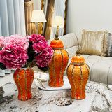 Maxbell Maxbell Ceramic Vase Ornament Porcelain Ginger Jar for Housewarming Entrance Wedding 18cmx18cmx36cm