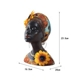 Maxbell African Woman Statue Female Art Sculpture for Desktop Restaurant Centerpiece