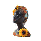 Maxbell African Woman Statue Female Art Sculpture for Desktop Restaurant Centerpiece