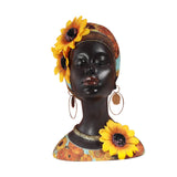 Maxbell African Woman Statue Female Art Sculpture for Desktop Restaurant Centerpiece