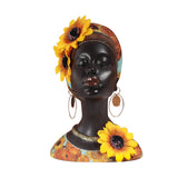 Maxbell African Woman Statue Female Art Sculpture for Desktop Restaurant Centerpiece