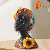 Maxbell African Woman Statue Female Art Sculpture for Desktop Restaurant Centerpiece