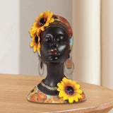 Maxbell African Woman Statue Female Art Sculpture for Desktop Restaurant Centerpiece