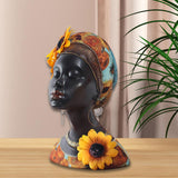 Maxbell African Woman Statue Female Art Sculpture for Desktop Restaurant Centerpiece