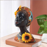 Maxbell African Woman Statue Female Art Sculpture for Desktop Restaurant Centerpiece