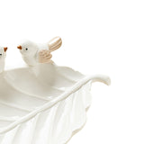 Porcelain Leaf Shaped Earrings Jewelry Tray Snack Plate for Housewarming Gift White