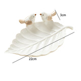 Porcelain Leaf Shaped Earrings Jewelry Tray Snack Plate for Housewarming Gift White