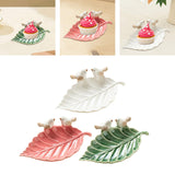 Porcelain Leaf Shaped Earrings Jewelry Tray Snack Plate for Housewarming Gift White