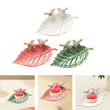 Porcelain Leaf Shaped Earrings Jewelry Tray Snack Plate for Housewarming Gift White