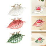 Porcelain Leaf Shaped Earrings Jewelry Tray Snack Plate for Housewarming Gift White