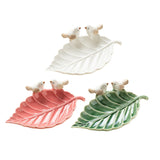 Porcelain Leaf Shaped Earrings Jewelry Tray Snack Plate for Housewarming Gift White