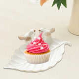 Porcelain Leaf Shaped Earrings Jewelry Tray Snack Plate for Housewarming Gift White