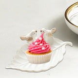 Porcelain Leaf Shaped Earrings Jewelry Tray Snack Plate for Housewarming Gift White