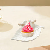 Porcelain Leaf Shaped Earrings Jewelry Tray Snack Plate for Housewarming Gift White